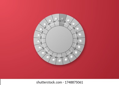 Vector Banner with Realistic Packaging of Birth Control Pills in Blister Closeup Isolated on Red Background. Contraceptive Pill, Hormonal Pills. Design Template. Planning Pregnancy Concept. Top View