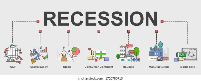 bandera vectorial del tema de la recesión , mínima ilustración de los factores para indicar la recesión. 