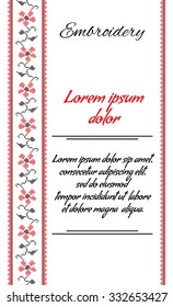 Vector banner with red and black embroidered with white background