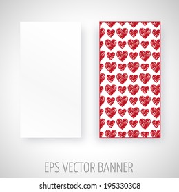 Vector banner with red hearts decoration
