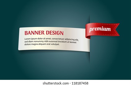 Vector banner with red silky ribbon tag "Premium"