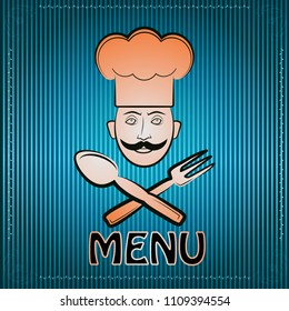 Vector banner for restaurant and cafe, bar. Cook with a cap.