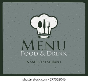 Vector banner restaurant menu with chef hat and cutlery