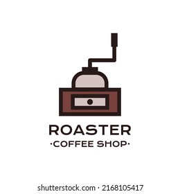Vector banner of retro coffee grinder and inscription