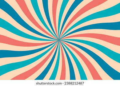 Vector banner in retro colors, blue and pink spirals, playful background.