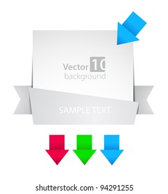 Vector banner with ribbon and color arrows