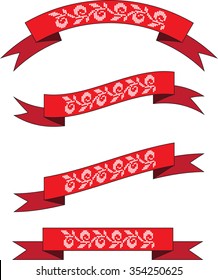 Vector banner with ribbon embroidery
