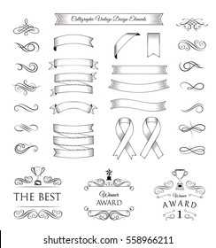 Vector banner Ribbons. Awards elements set. Vector illustration isolated on white background