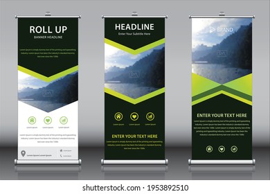 Vector banner Roll up template design. New rectangular X banner design brochure, flayer, infographics, abstract geometric background, flag banner design for advertising, exhibitions