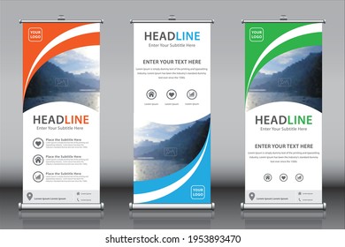 Pancarta vectorial Diseño de la plantilla Roll up. Nuevo folleto rectangular de diseño de banner X, fláter, infografía, fondo geométrico abstracto, diseño de banner para publicidad, exhibiciones. 3 en 1