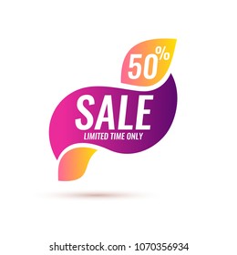 Vector banner for sale limited time only in bright, colorful style. Isolated illustration on light background