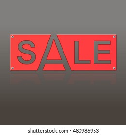 Vector banner for sale. Red banner with screws.
