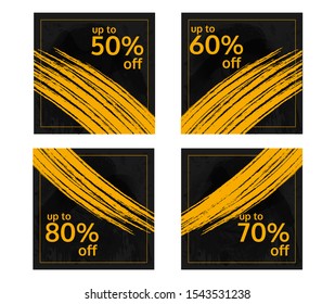 Vector Banner sale social media post template with brushes yellow