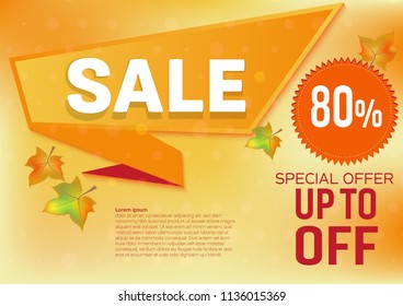 Vector banner sale special offer for Autumn leaves abstract background
