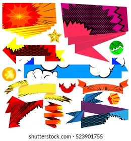 Vector banner set with comic book effects