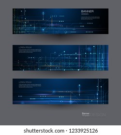 Vector banner set design circuit board. Illustration Abstract modern futuristic, engineering, technology background. Futuristic digital science technology concept for web banner template or brochure