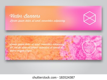 Vector banner set. Melted wax pencil background.