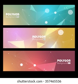 Vector Banner set with modern polygonal background on white
