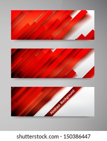 Vector banner set . Red line. Strips