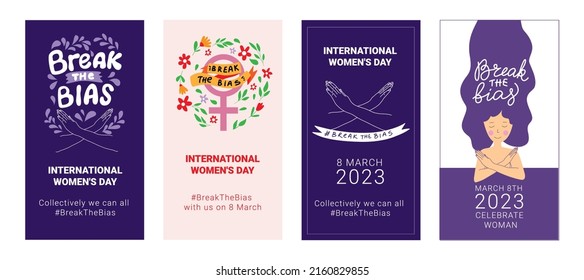 Vector banner set Womens Day Break the Bias