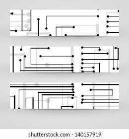 Vector banner set for your design, circuit board Illustration.