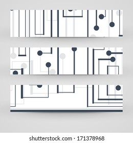Vector banner set for your design, circuit board Illustration.