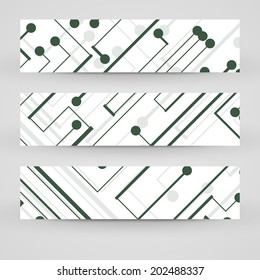 Vector banner set for your design, circuit board Illustration.