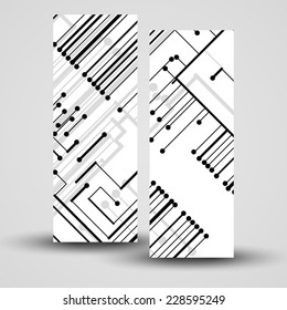 Vector banner set for your design, circuit board Illustration.