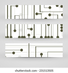 Vector banner set for your design, circuit board Illustration.