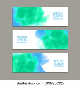 Vector banner shapes collection isolated on white background. Hand drawn abstract paint brush strokes set. Watercolor elements.