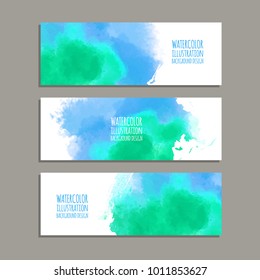 Vector banner shapes collection isolated on white background. Hand drawn abstract paint brush strokes set. Watercolor elements.