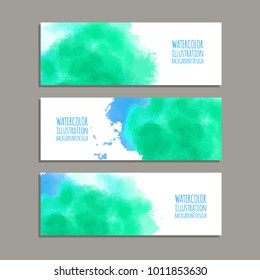 Vector banner shapes collection isolated on white background. Hand drawn abstract paint brush strokes set. Watercolor elements.