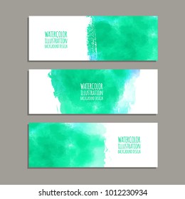 Vector banner shapes collection isolated on white background. Hand drawn abstract paint brush strokes set. Watercolor elements.