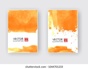 Vector banner shapes collection isolated on white background. Hand drawn abstract paint brush strokes set. Watercolor elements