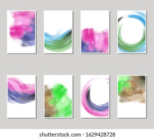 Vector banner shapes collection isolated on white background. Hand drawn abstract paint brush strokes set. Watercolor elements.