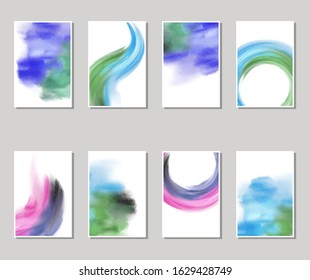 Vector banner shapes collection isolated on white background. Hand drawn abstract paint brush strokes set. Watercolor elements.