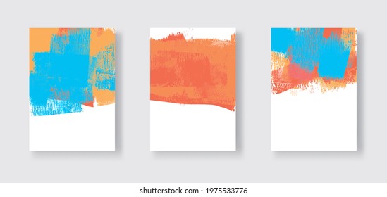 Vector banner shapes collection isolated on white background. Hand drawn abstract paint brush strokes set. Watercolor elements.