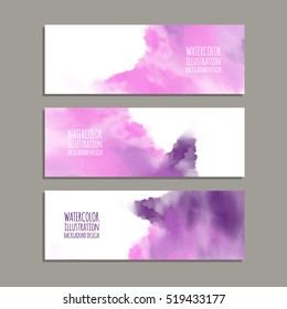 Vector banner shapes collection isolated on white background. Hand drawn abstract paint brush strokes set. Watercolor elements.