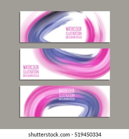 Vector banner shapes collection isolated on white background. Hand drawn abstract paint brush strokes set. Watercolor elements.