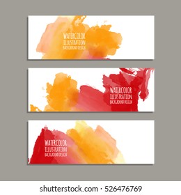 Vector banner shapes collection isolated on white background. Hand drawn abstract paint brush strokes set. Watercolor elements