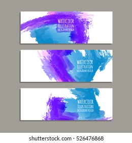 Vector banner shapes collection isolated on white background. Hand drawn abstract paint brush strokes set. Watercolor elements