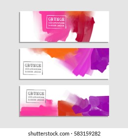 Vector banner shapes collection isolated on white background. Hand drawn abstract paint brush strokes set. Watercolor elements.