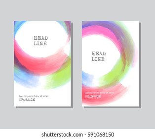 Vector banner shapes collection isolated on white background. Hand drawn abstract paint brush strokes set. Watercolor round elements