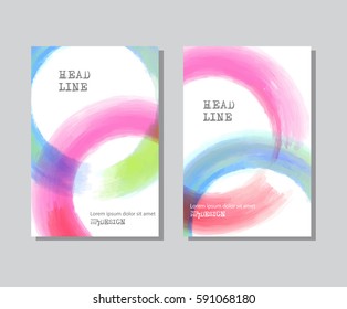 Vector banner shapes collection isolated on white background. Hand drawn abstract paint brush strokes set. Watercolor round elements