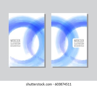 Vector banner shapes collection isolated on white background. Hand drawn abstract paint brush strokes set. Watercolor round elements