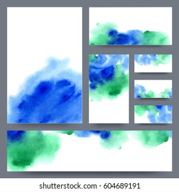 Vector banner shapes collection isolated on white background. Hand drawn abstract paint brush strokes set. Watercolor elements.Vector illustration