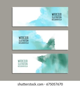 Vector banner shapes collection isolated on white background. Hand drawn abstract paint brush strokes set. Watercolor elements.