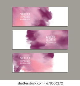 Vector banner shapes collection isolated on white background. Hand drawn abstract paint brush strokes set. Watercolor elements.