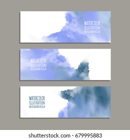 Vector banner shapes collection isolated on white background. Hand drawn abstract paint brush strokes set. Watercolor elements.