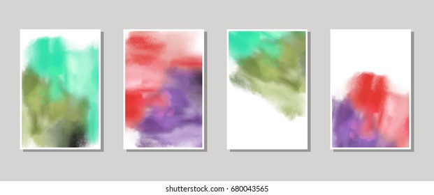 Vector banner shapes collection isolated on white background. Hand drawn abstract paint brush strokes set. Watercolor elements.